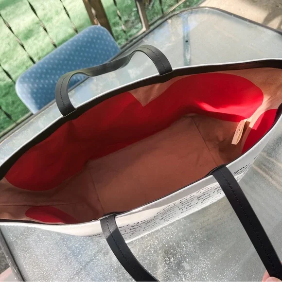 Kate Spade Sold Out Heart It Penelope White Canvas Tote Bag Sweet - Picture 9 of 15